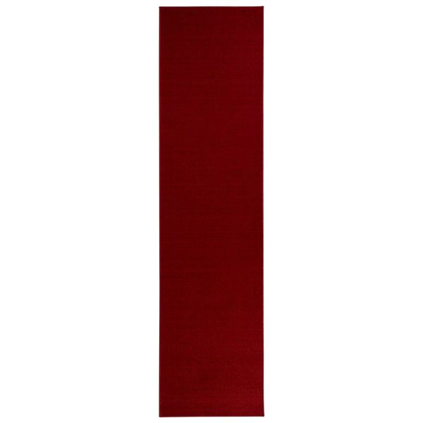 Ebern Designs Machine Washable NonSlip Solid Red Runner Rug For